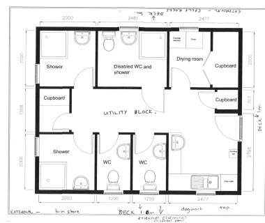 shower block log cabin plans